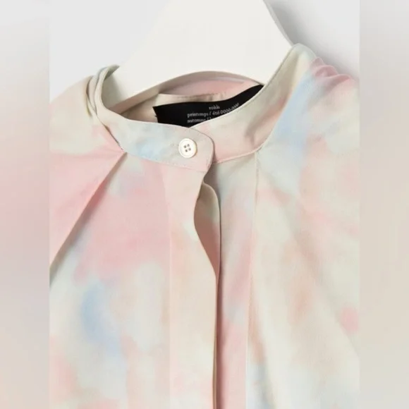 ROKH Scarf Blouse Bleached Blossom Cape Tie Neck - Picture 7 of 15